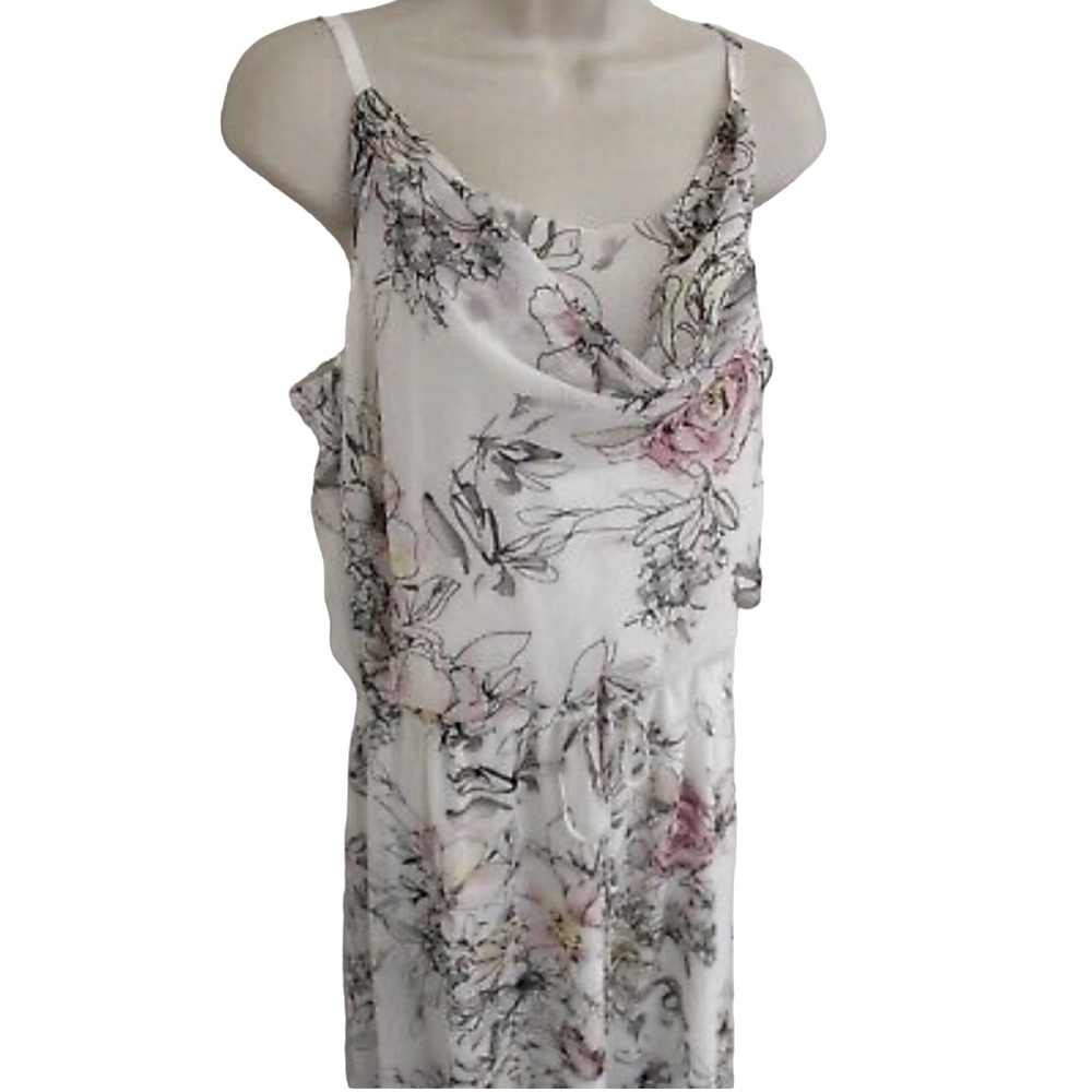 WHBM Spaghetti Strap Floral Chiffon White Pink Garden Fairy Dress Women’s SP
